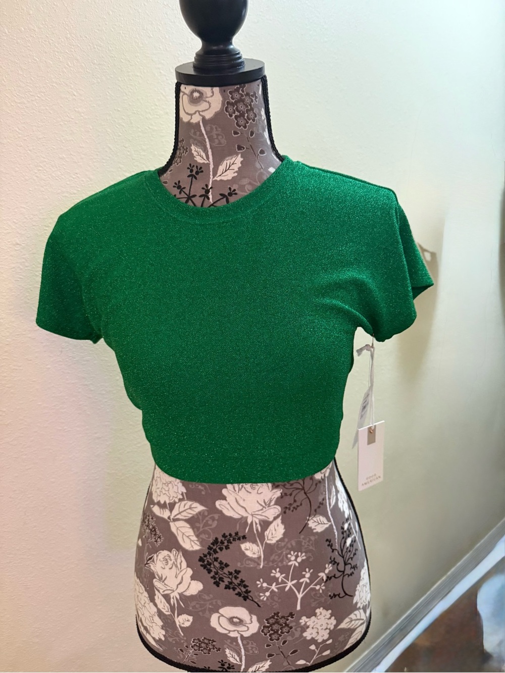 Good American Emerald Green Shimmer Crop Top